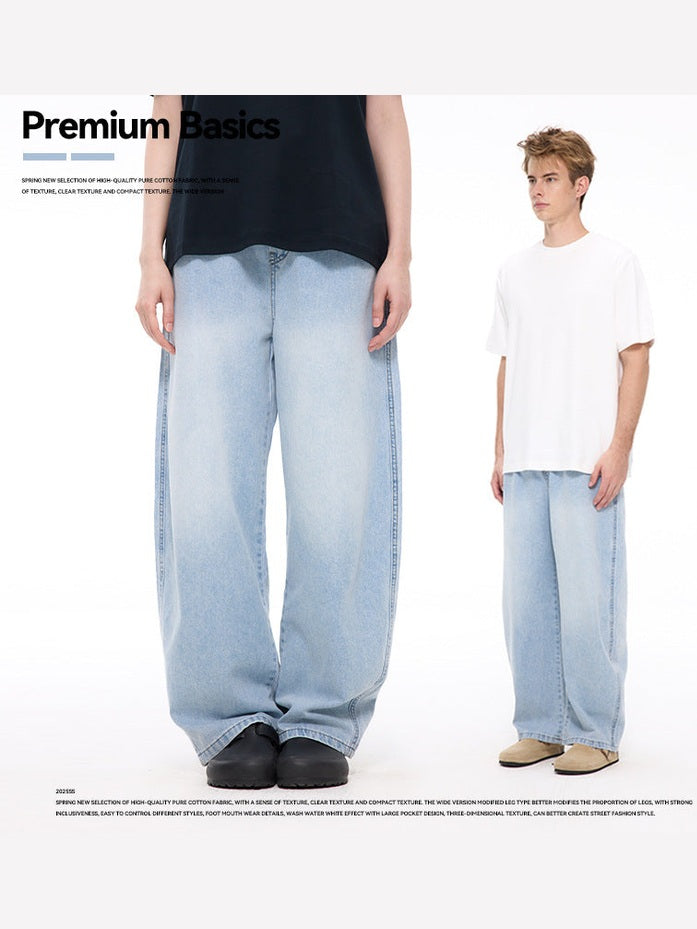 UNF Washed Straight Casual Wide Leg Scimitar Jeans