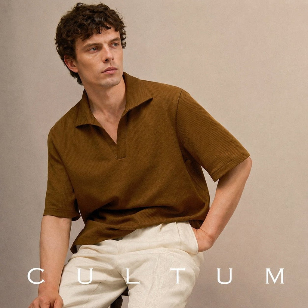 CULTUM Lightweight Breathable Loose Knit Polo Shirt
