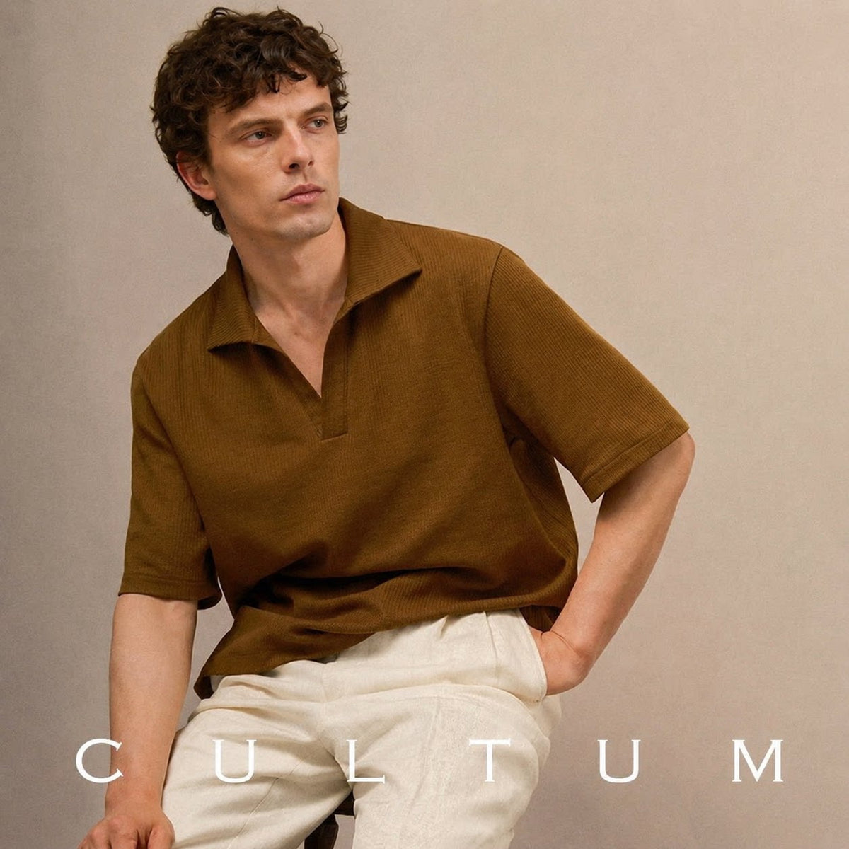 CULTUM Lightweight Breathable Loose Knit Polo Shirt