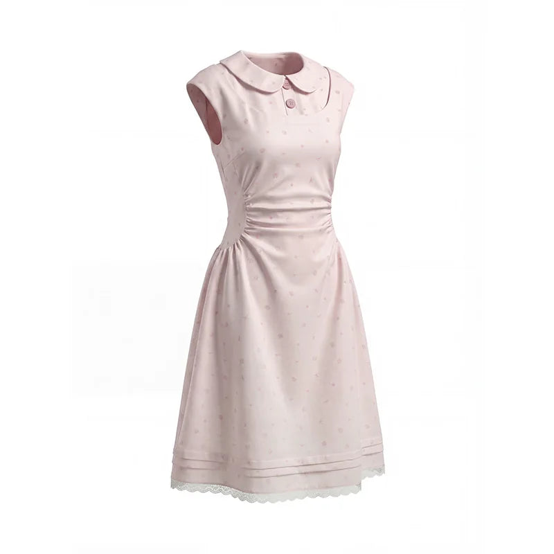 RRFIGHT Ruan Ruan Handmade Pink Peter Pan Collar A-Line Dress