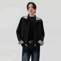 Sameuoo Plaid Stitching Casual Short Jacket