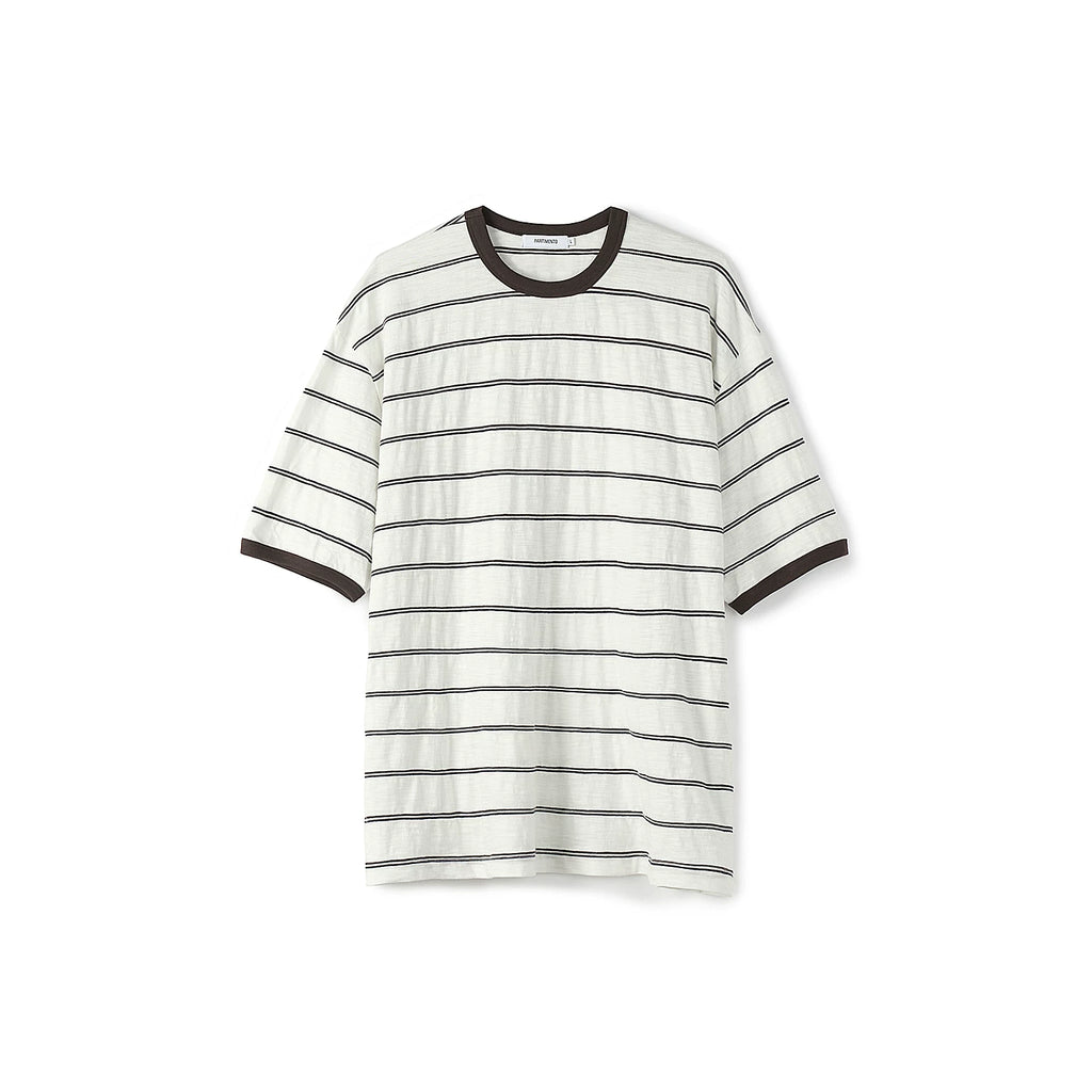 PARTIMENTO Striped Washed Relaxed Drop-Shoulder Tee