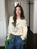 Kuose Bow Design Sense Embroidered Long Sleeve Knit
