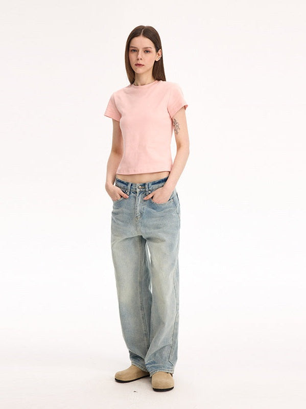 UNF medieval classic versatile CleanFit washed old straight jeans