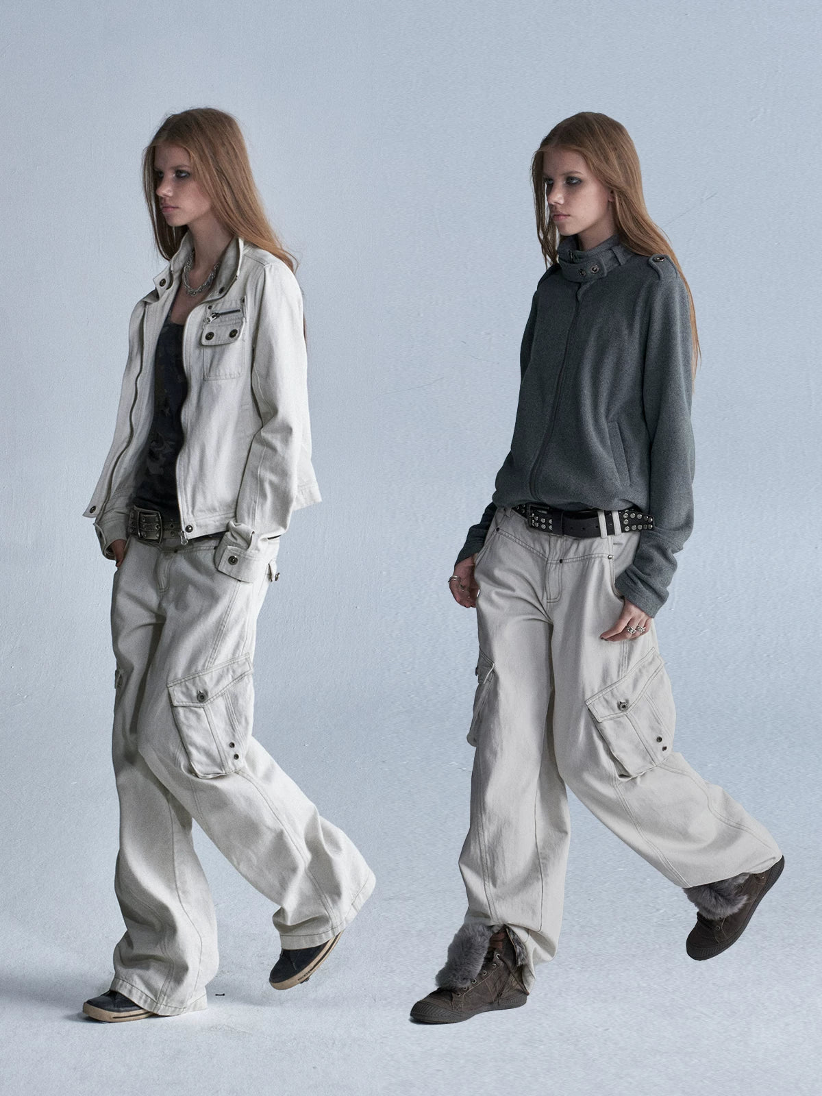 wear And tear Contrast Stitching Paneled Cargo Pants