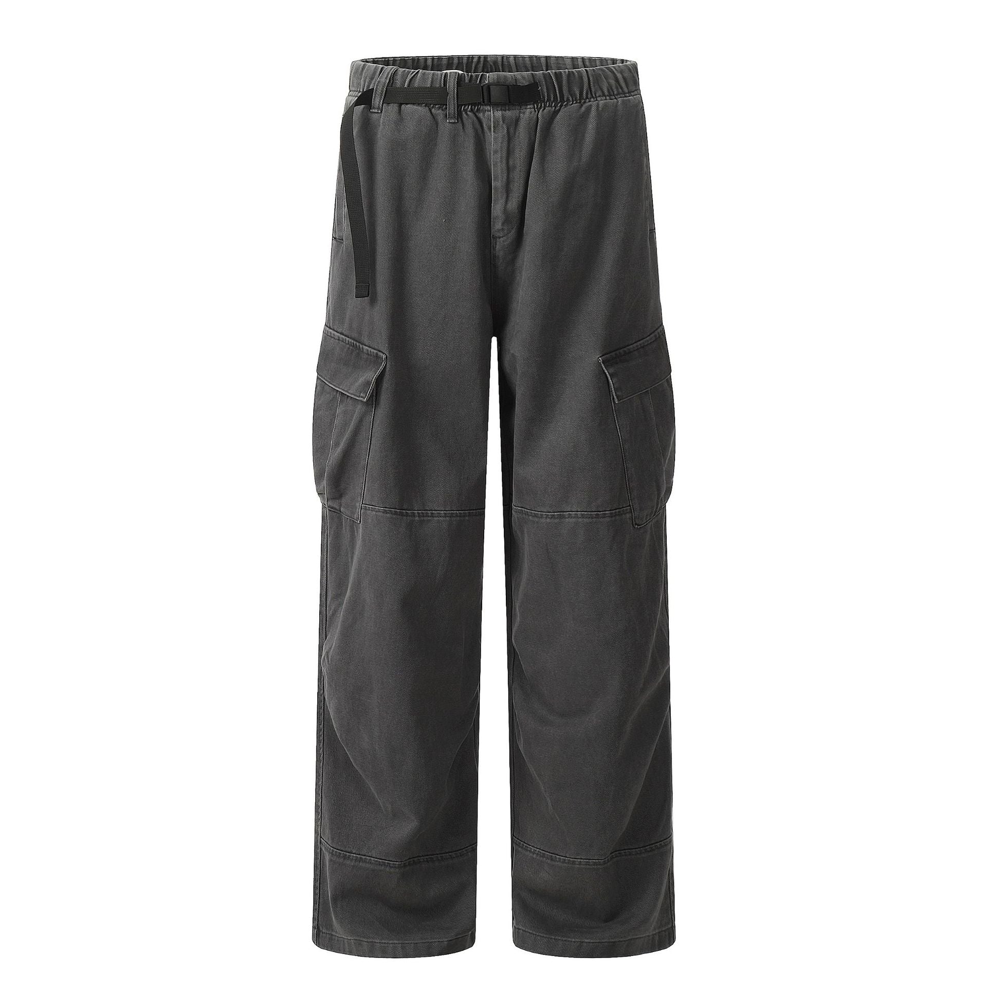 11KN multi-pocket Loose straight wide-leg pants