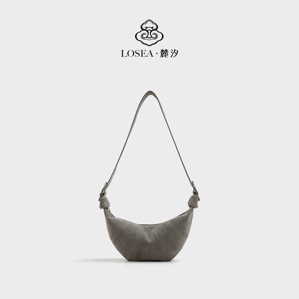 LOSEA Matte Leather Croissant Dumpling Shoulder Crossbody Bag