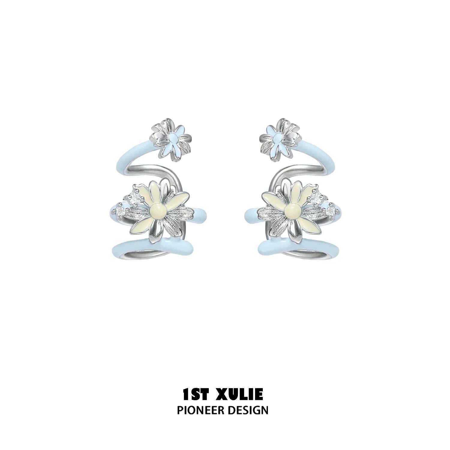1ST XULIE Daisy Stud Earrings - Detachable Hypoallergenic Silver Pin
