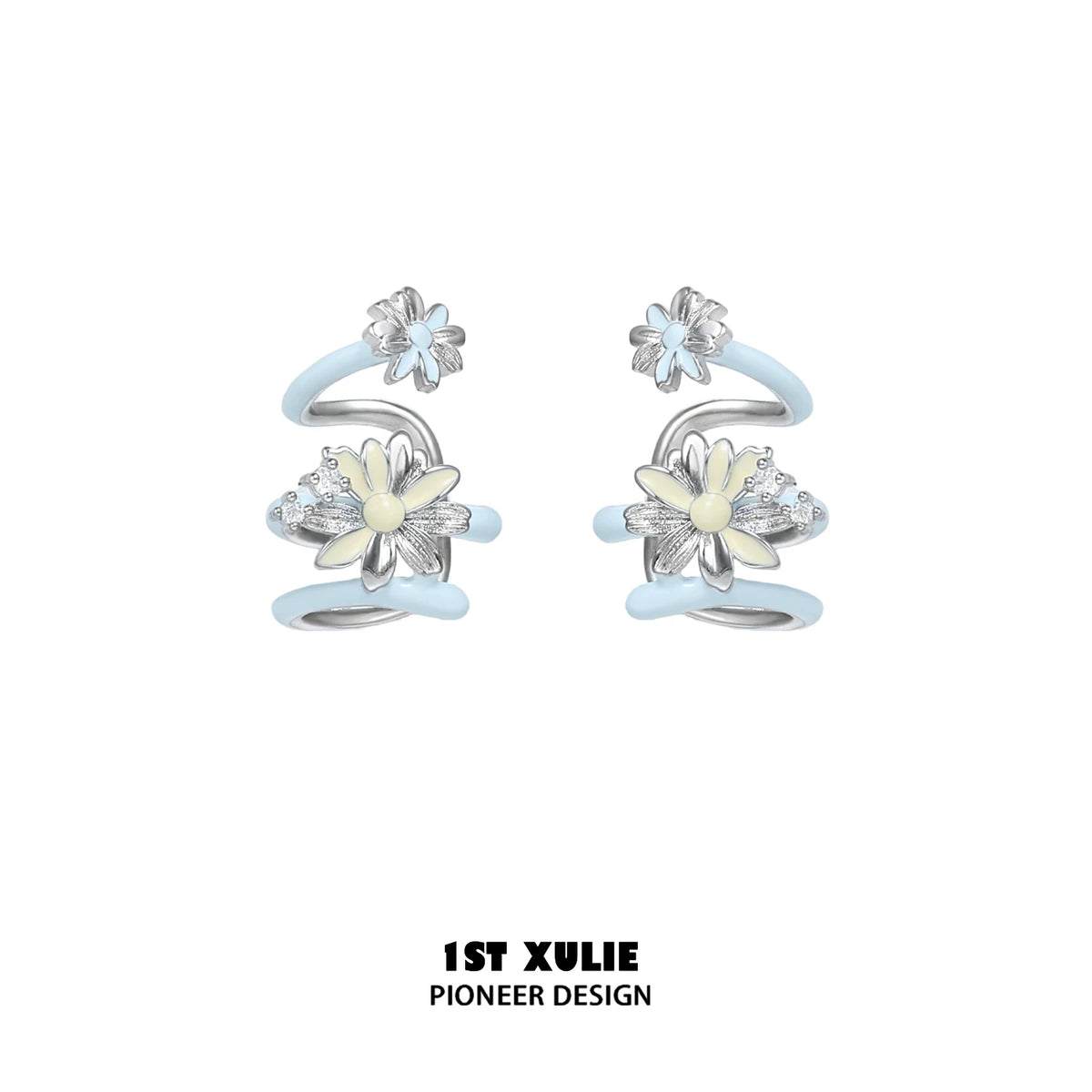 1ST XULIE Daisy Stud Earrings Silver Needle Detachable