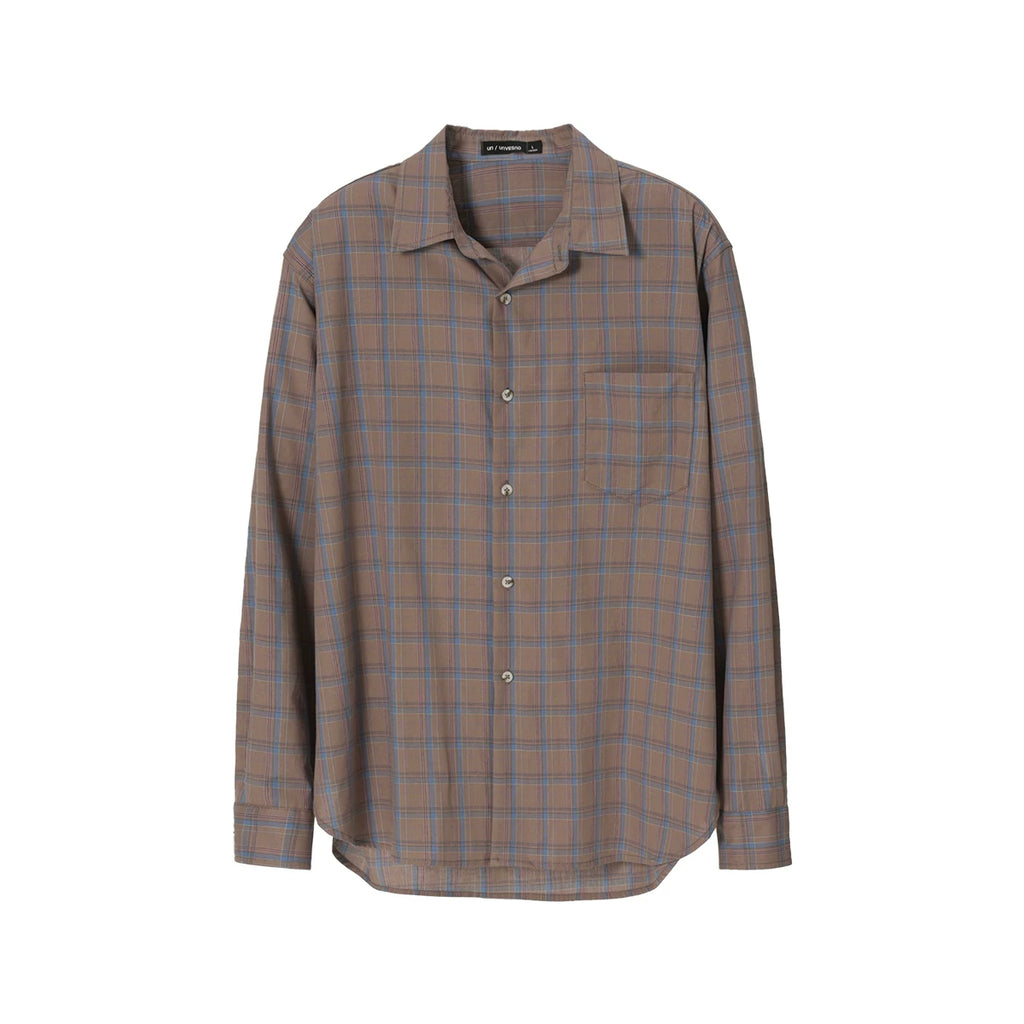 Unvesno Checkered Spread-Collar Pocket Shirt