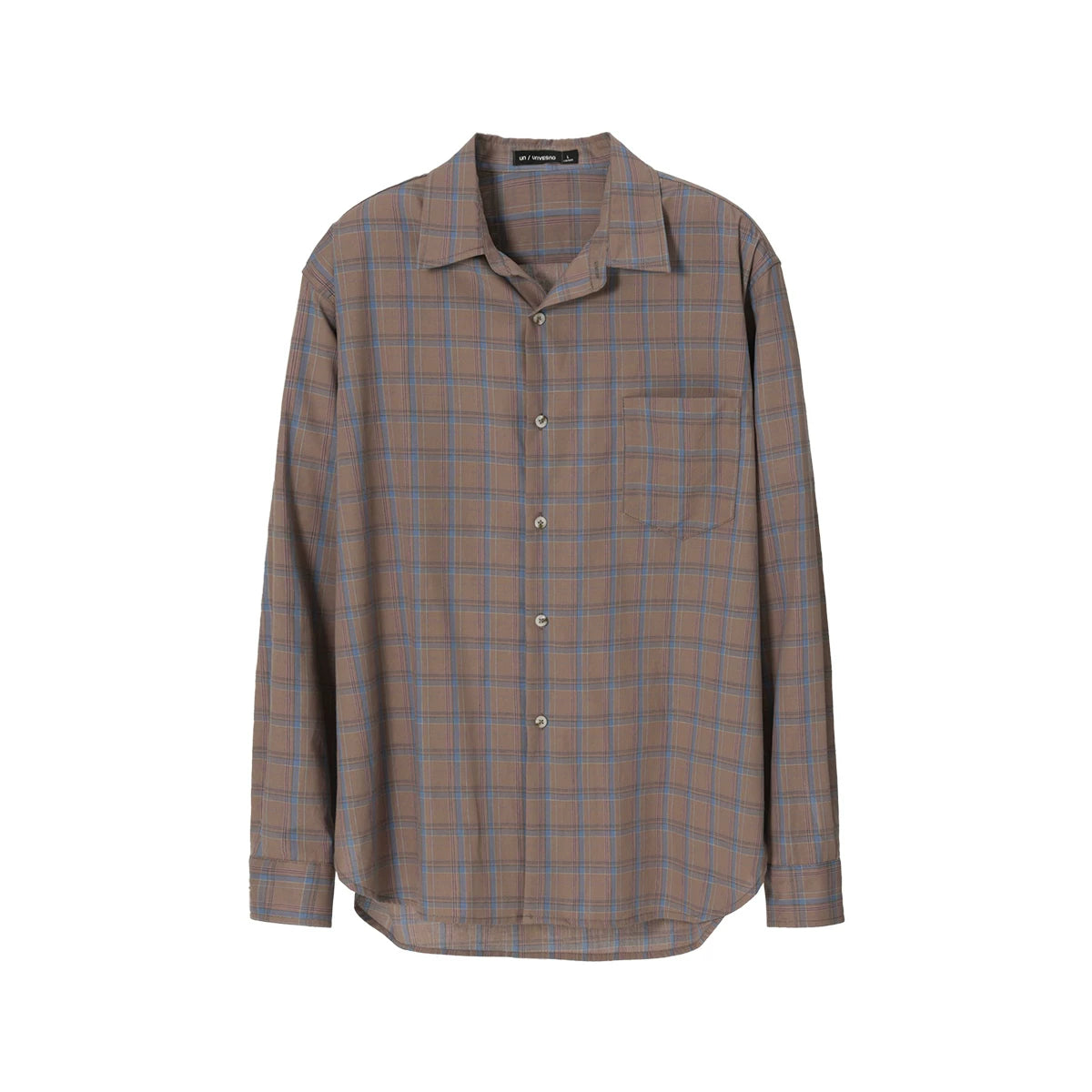 Unvesno Checkered Spread-Collar Pocket Shirt