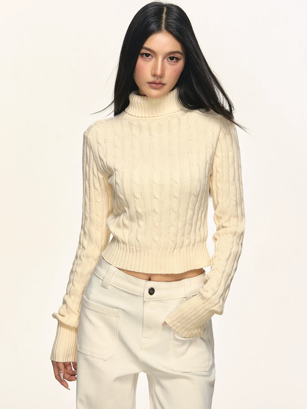 Anna Aneae Turtleneck Pit Strip Waist Sweater