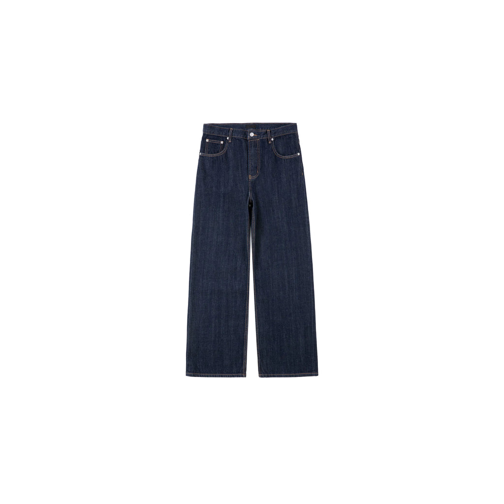 PLUS NO LOGO Red Ear Bull Loose Straight-Leg Raw Denim Jeans