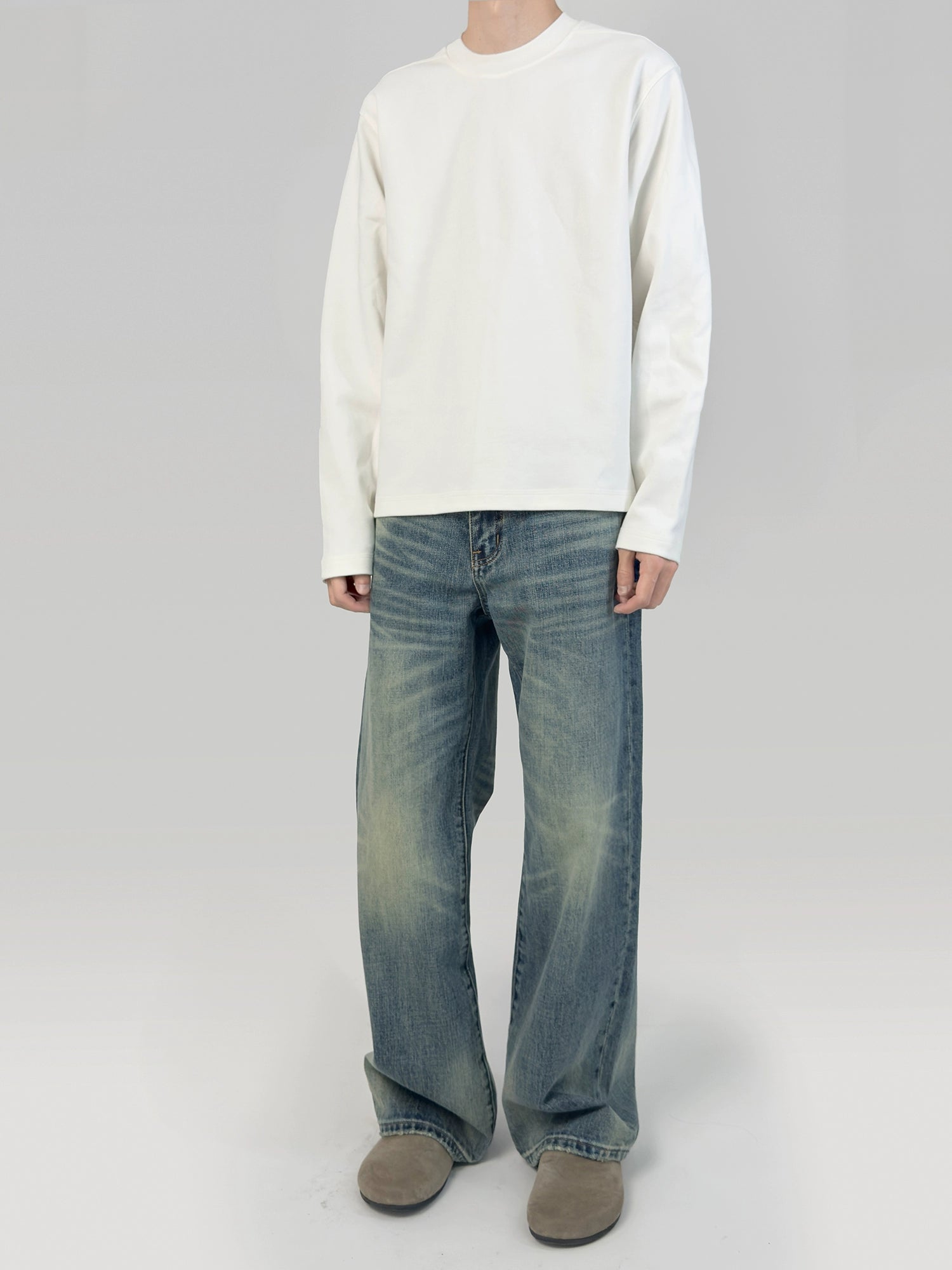 PLUS NO LOGO Warm and Thickened Double-sided Abraded Long Sleeves
