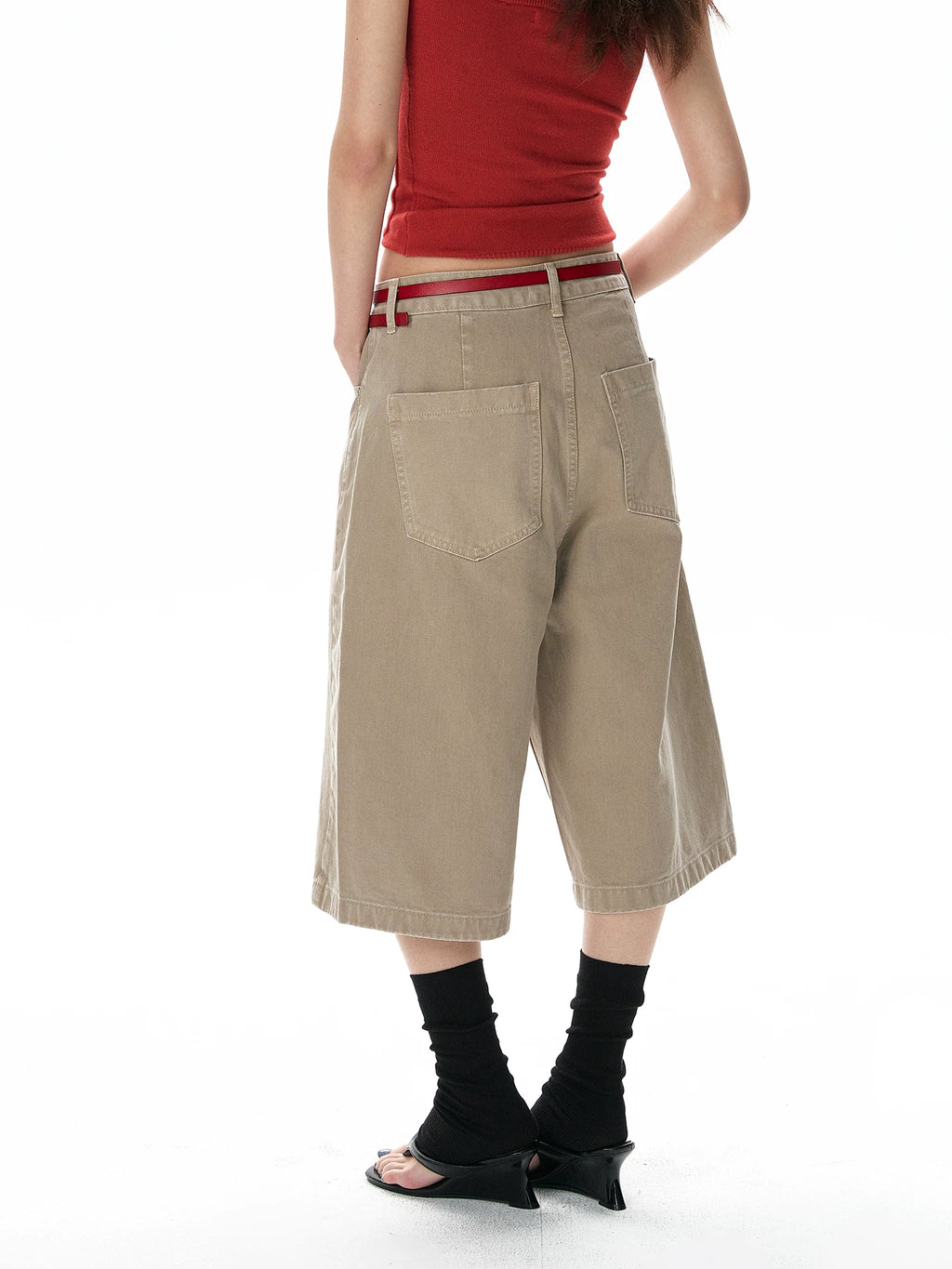A PUEE Retro Wide-leg Loose Versatile Cropped Pants