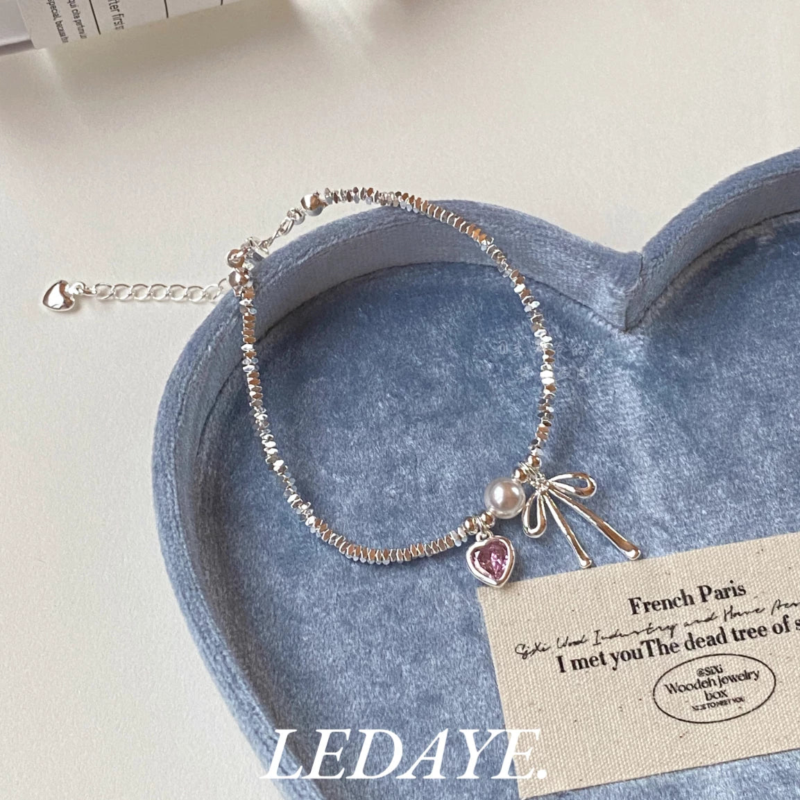 LIDAYE Crystal Bubble Baroque Heart Charm Bracelet