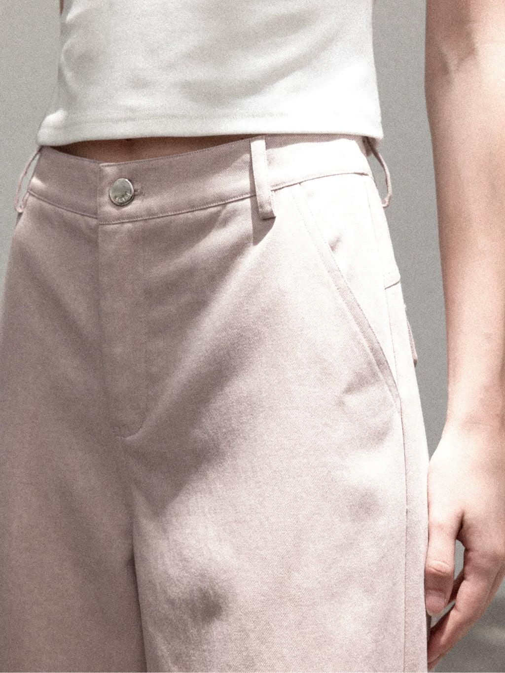 Cantonstory Black High-Waist Wide-Leg Casual Trousers
