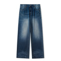 DIMC Washed Blue and White Striped Jeans