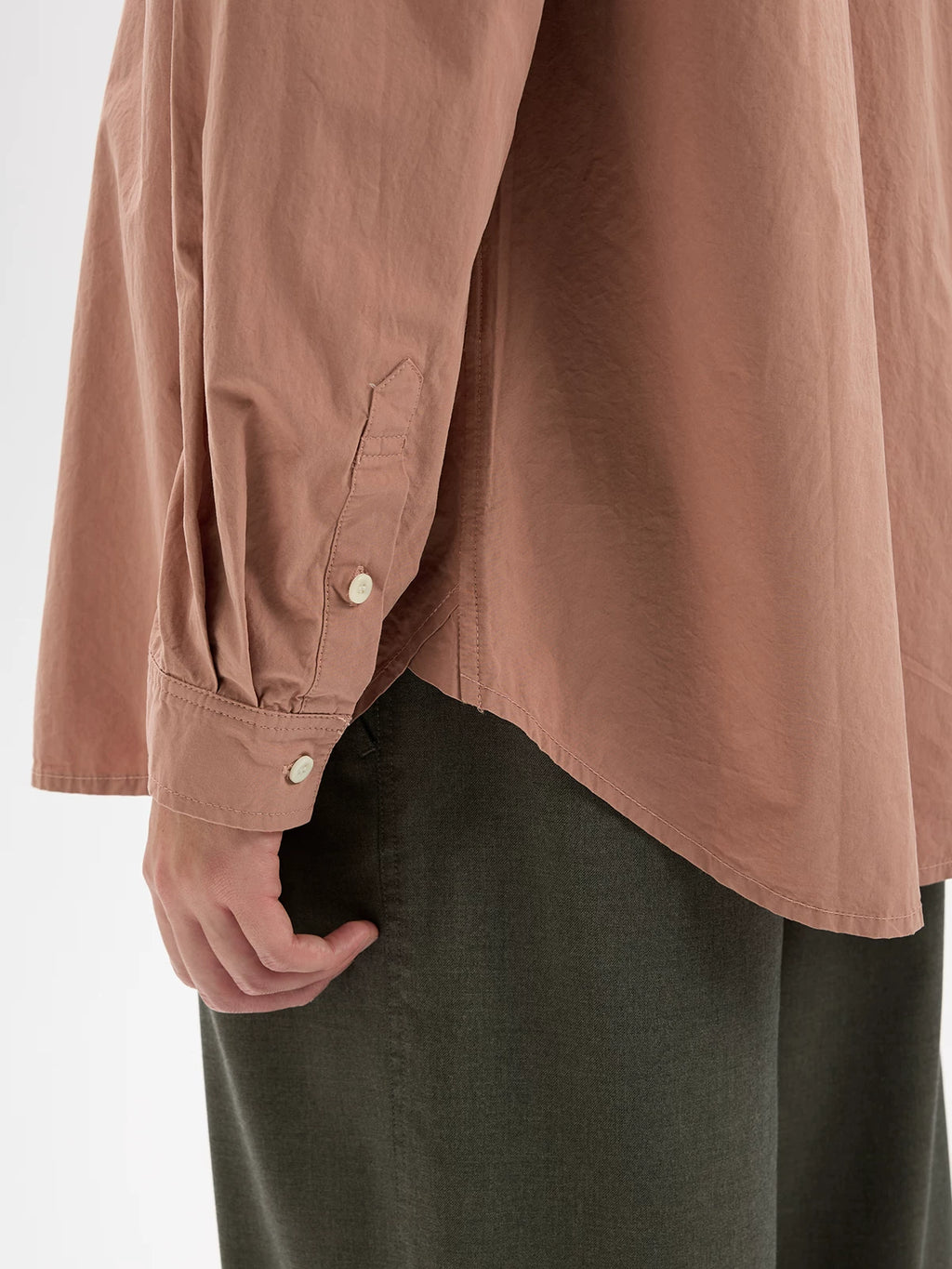 BUTTBILL Minimalist Washed Cotton Relaxed Long-Sleeve Shirt
