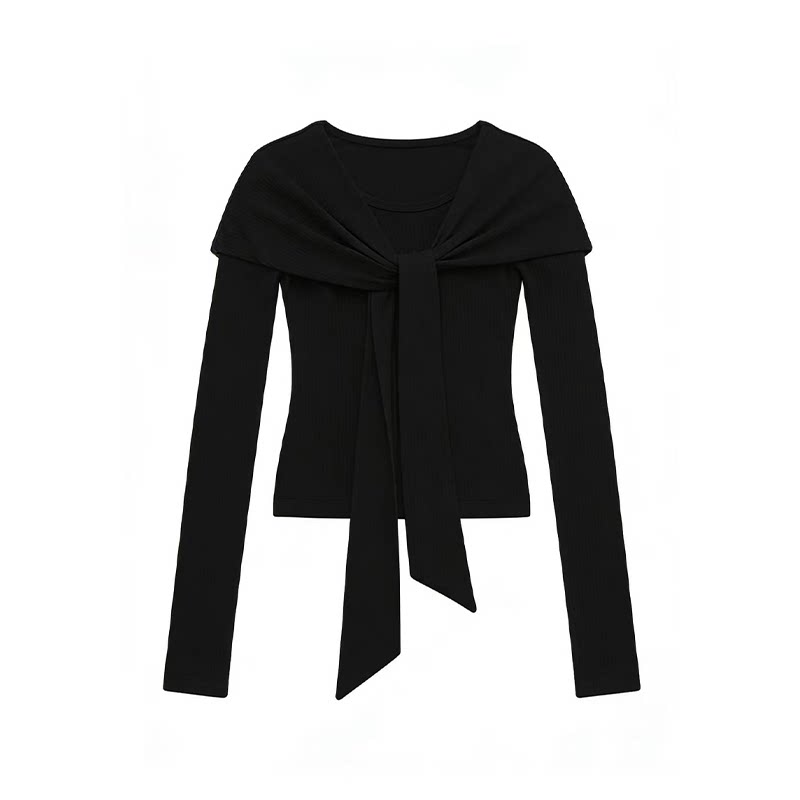 JCAESAR WOMEN Knit Wrap-Front Long Sleeve Top
