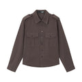 VLABMADE Grayish Purple Safari Shirt Cotton Linen Buttoned Patch Pockets