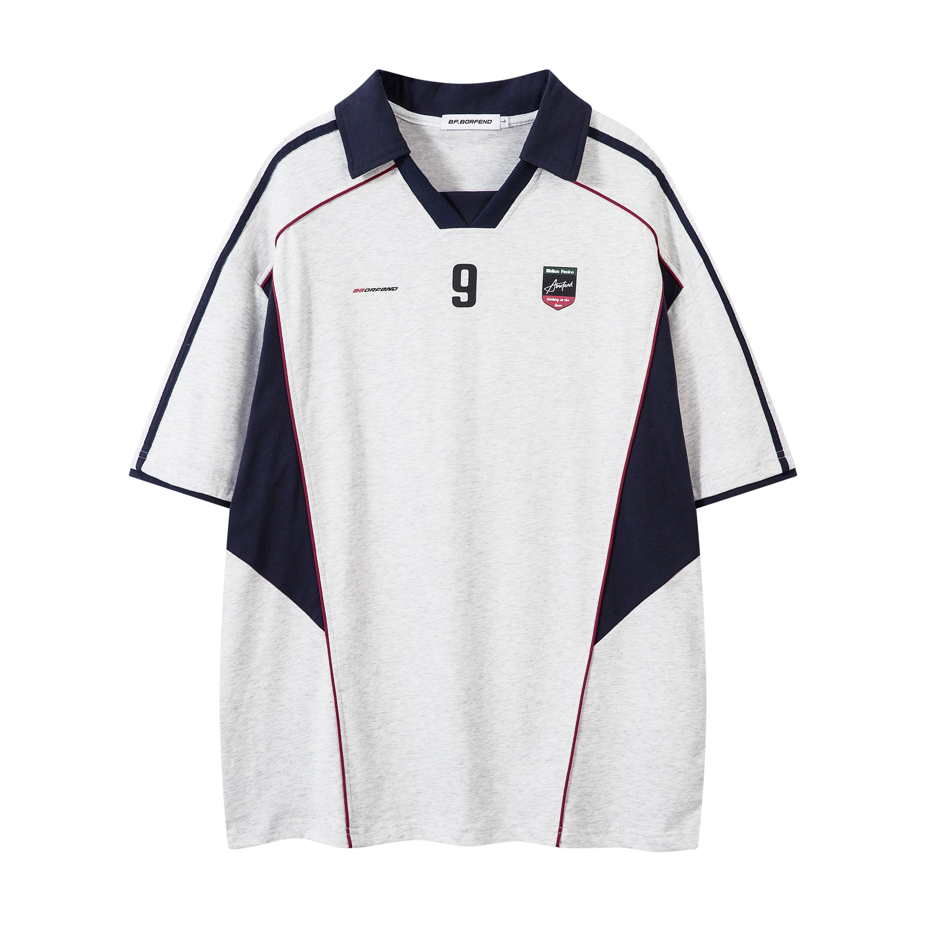 BeOurRule Splicing Letter Print Loose Polo Collar Tee