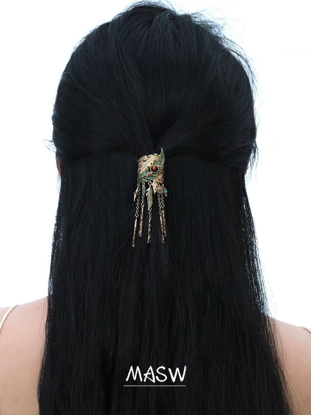 MASW Vintage Boho Fringe Feather Hair Clip