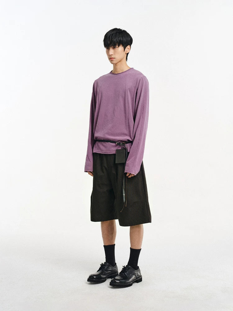 DIMC Lightweight Cotton Vertical Stripe Knee-Length Shorts