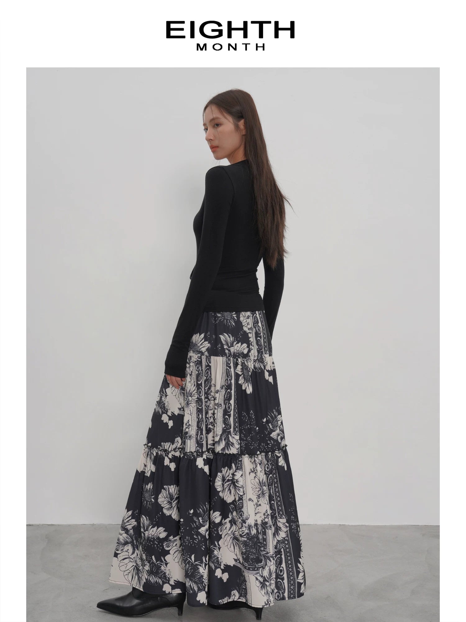EIGHTHMONTH Retro Slim Long Skirt