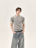 TURNTIDE Fake Two Piece Knitted Slim Tee