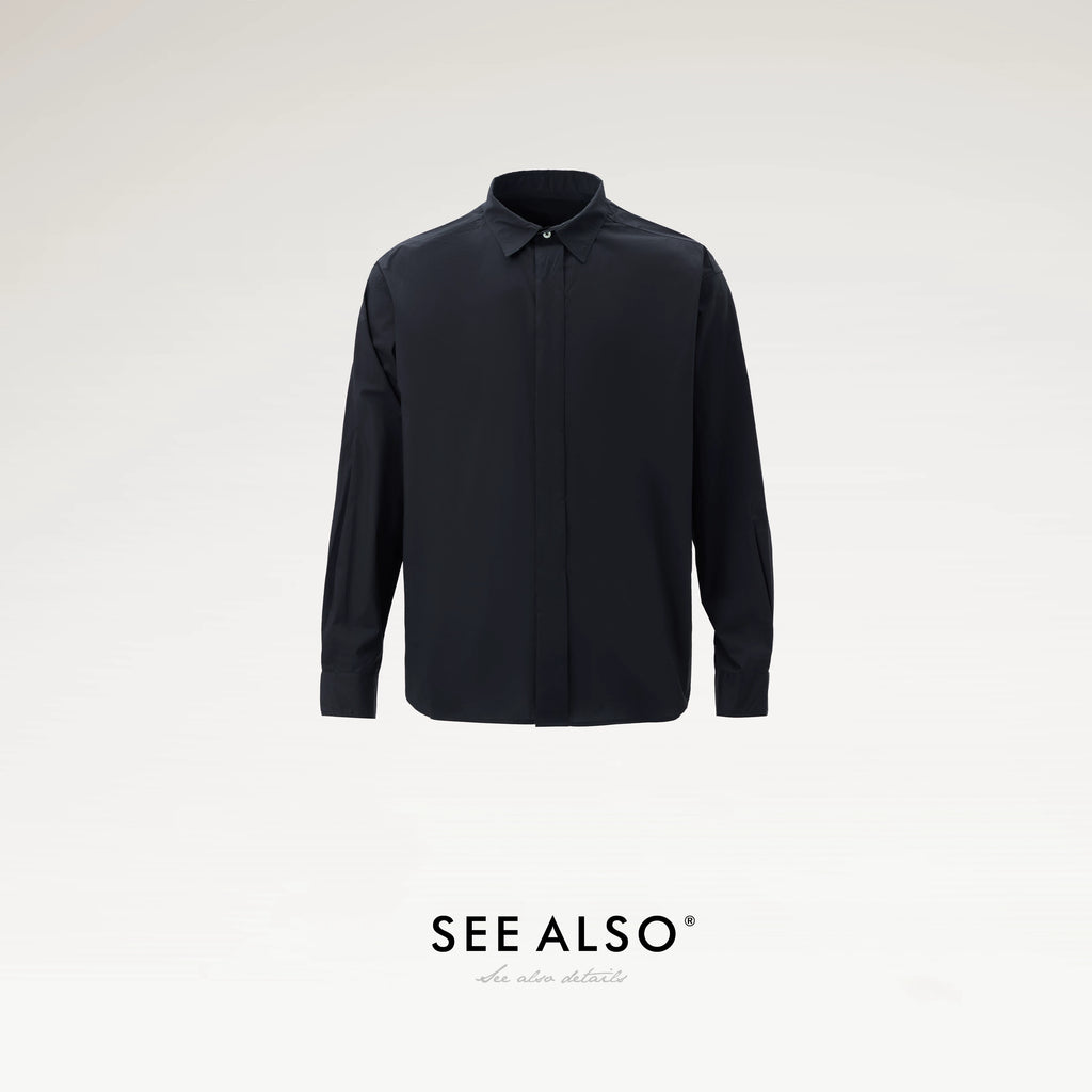 SEE ALSO Black Label 100% Cotton Breathable Relaxed Long-Sleeve Shirt