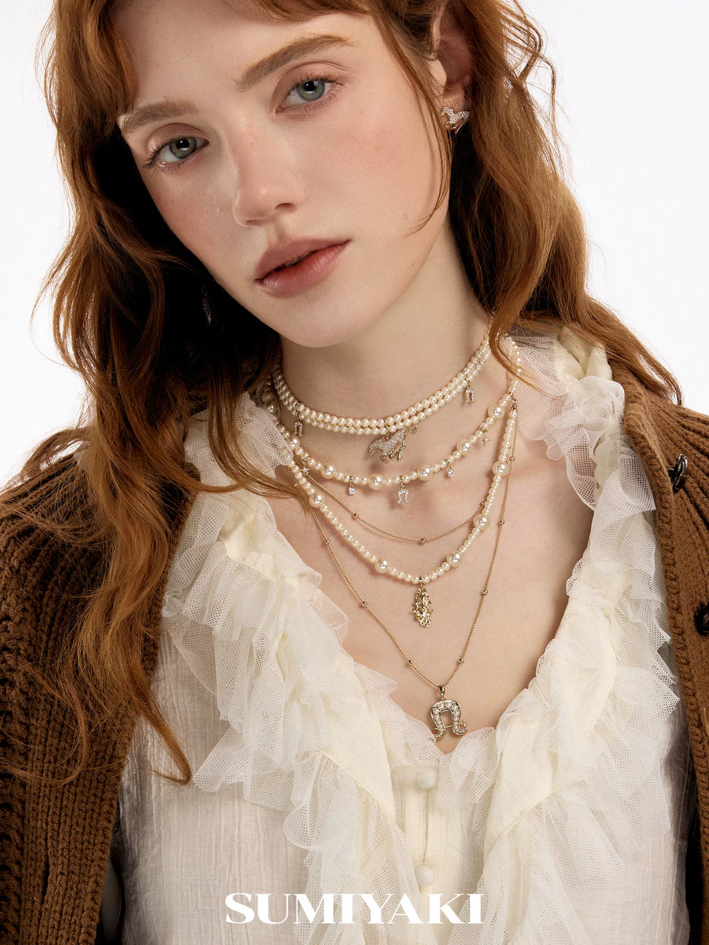 SUMIYAKI Multi-layer Pearl Diamond Necklace