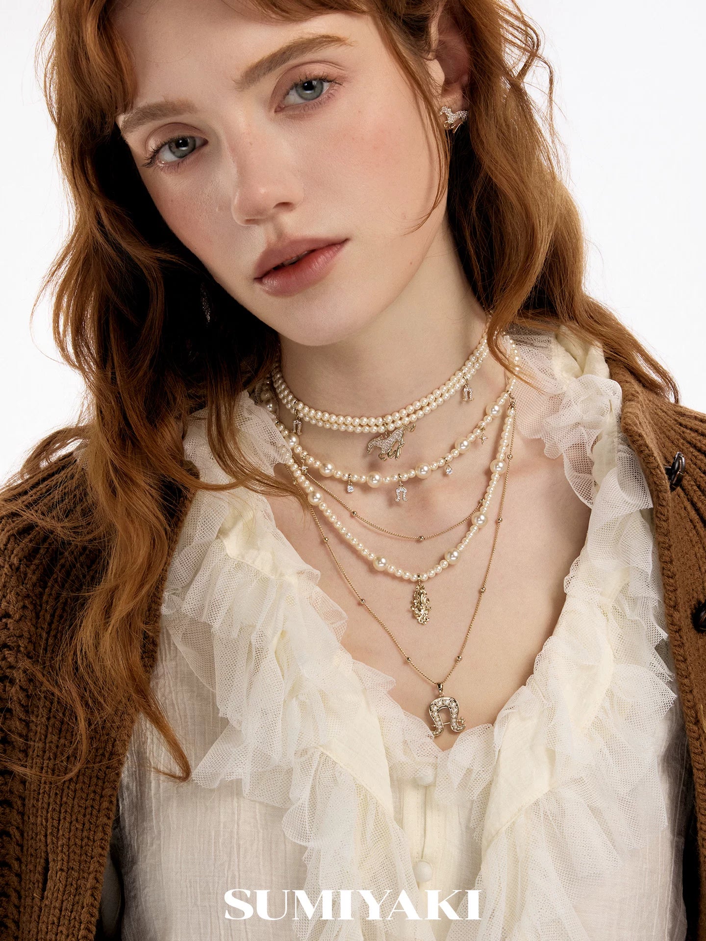 SUMIYAKI Multi-layer Pearl Diamond Necklace