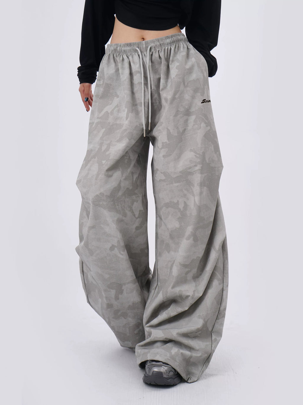 SAMUSAN Loose Pleated Sports Casual Wide Leg Pants