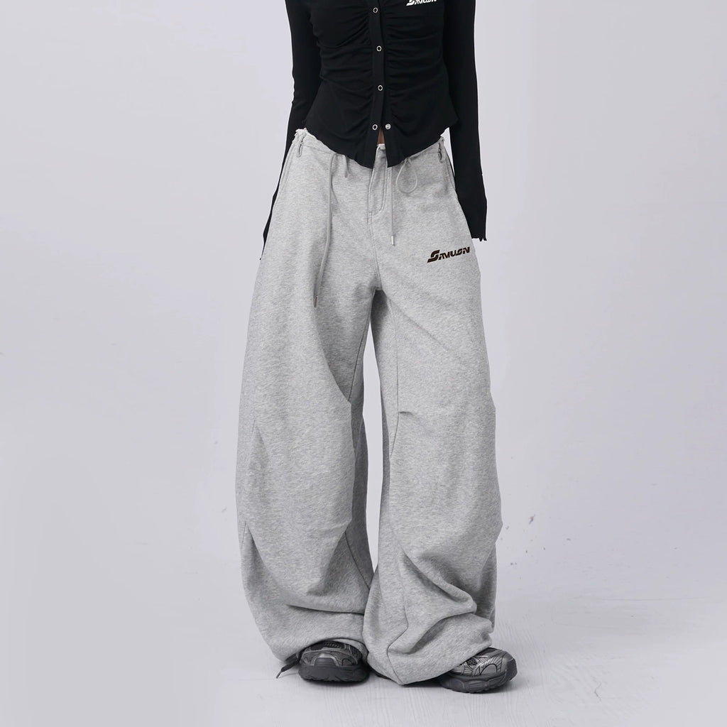 SAMUSAN Pleated Waist Loose Wide-leg Pants