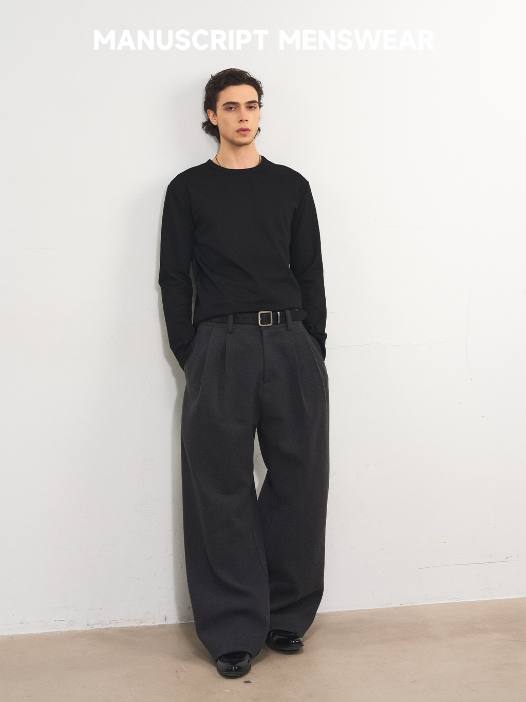 MANUSCRIPT Wide-leg Casual Woolen Trousers