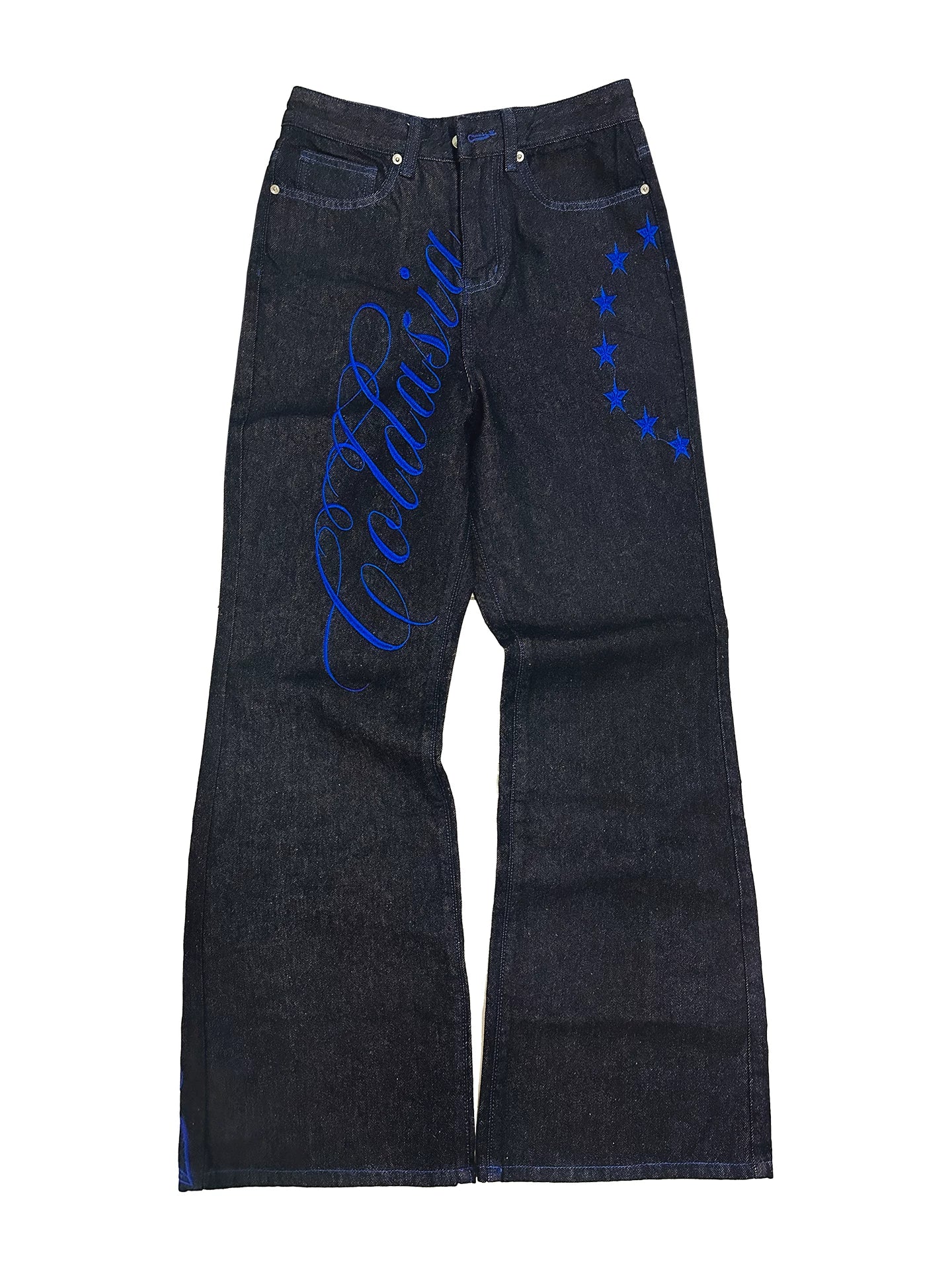 ColdAsia Flower-type Embroidered Original Cow Jeans