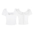 SagiDolls White Angel Wing Rhinestone Slim Fit Tee