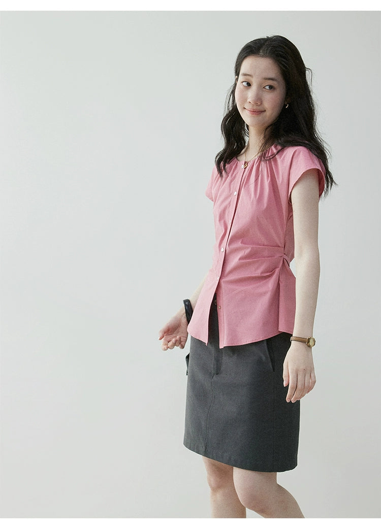 VOOE Slim Fit Strap Waist Cardigan Shirt