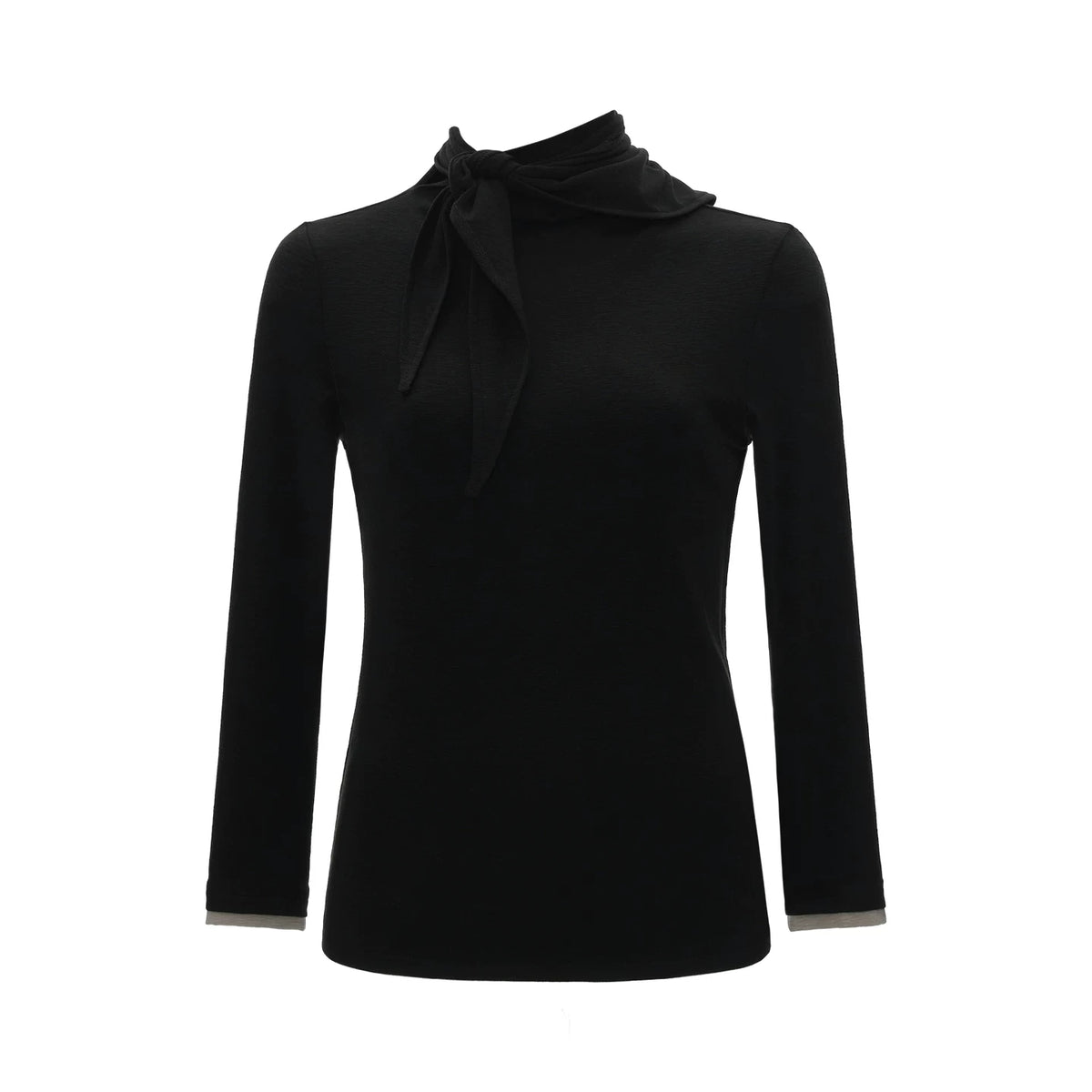 MAMC Soft Drape Tie-Front Long-Sleeve Top