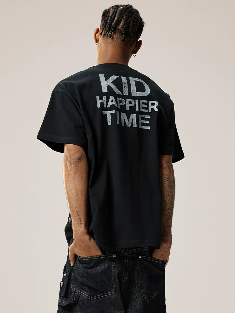 Remedy Tide Brand Rabbit Print Crew Neck Loose Short Tee