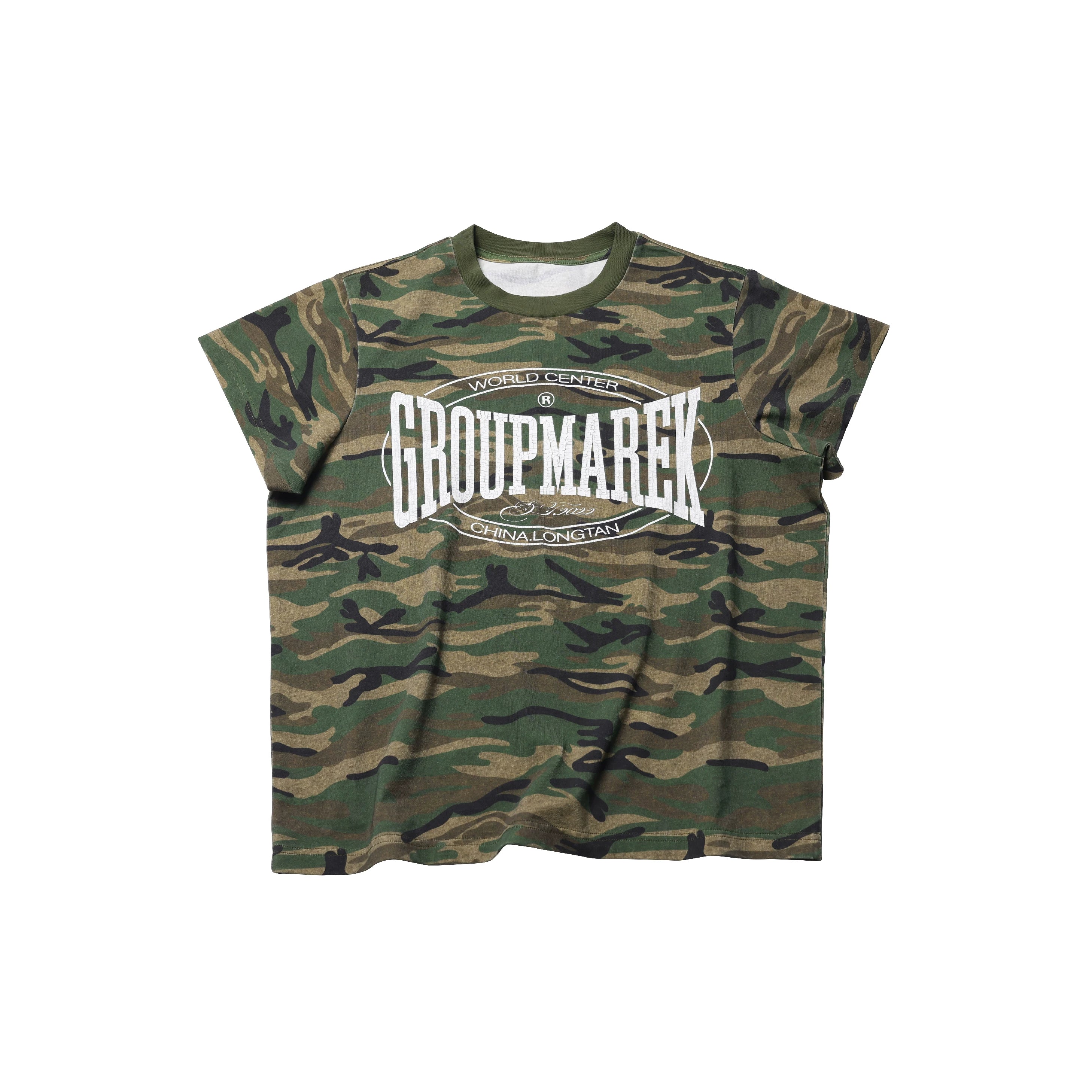 GROUP MAREK Military Green Camo 230g Breathable Drop-Shoulder Tee