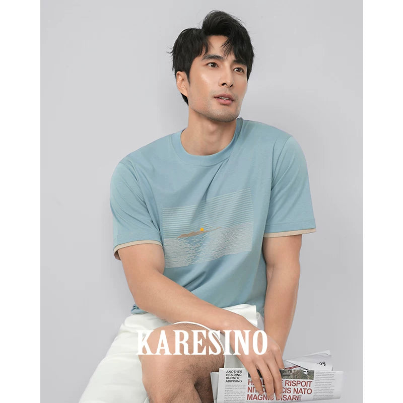 KARESINO White Embroidered Breathable Crew Neck Tee