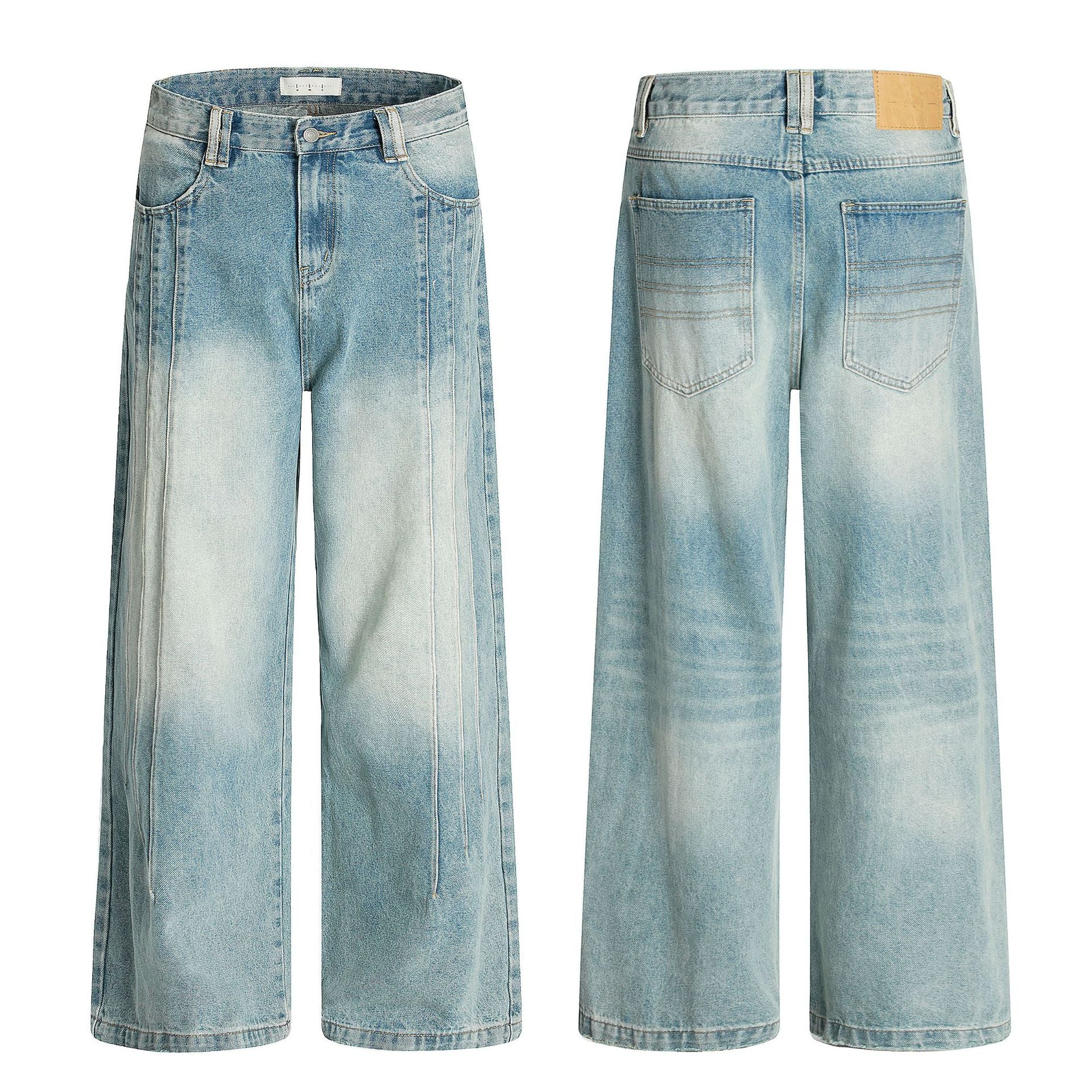 11KN Retro Loose Pleated Three-dimensional Thin Wide-leg Jeans