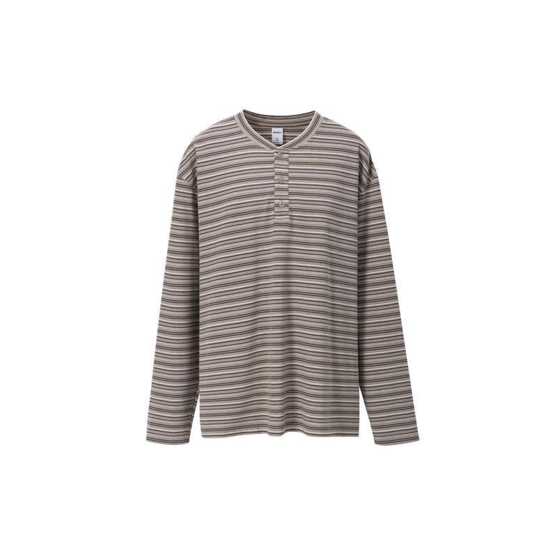 Inflation Striped Henley 250g Relaxed Long-Sleeve Tee