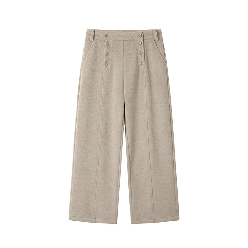 KREATE Double-breasted Casual Loose-drape Thickened Straight-leg Pants