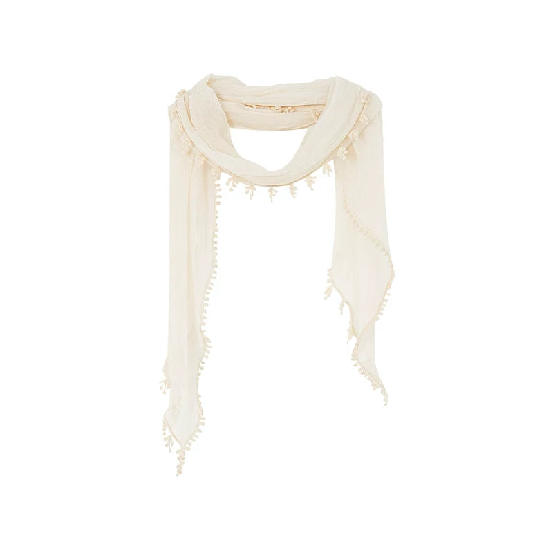 KANO Woven Ribbon Ruffle Scarf Tee Set