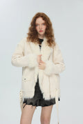 SUREENOUGH Vintage Fur All-in-one Loose Motorcycle Jacket