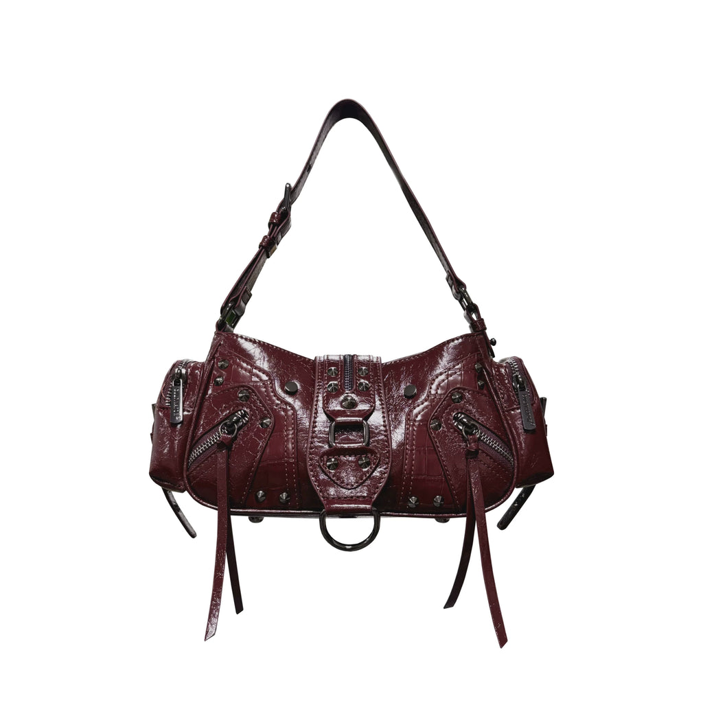 CULTIVATOR Zipper Motorcycle Underarm Bag in Oily Wax Faux Leather