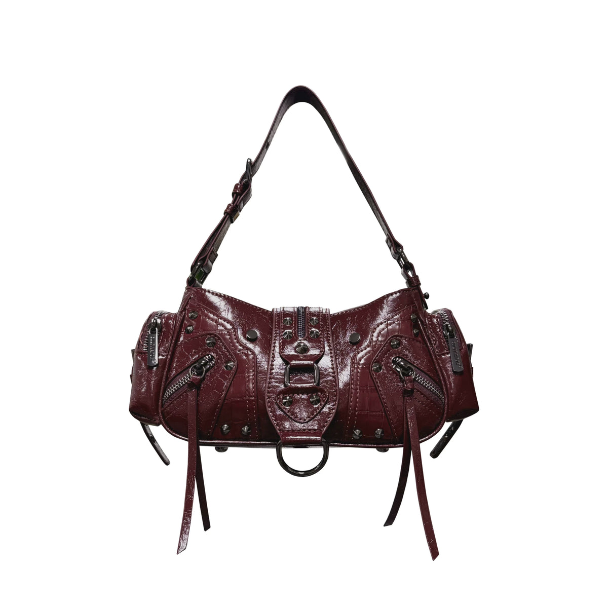 CULTIVATOR Zipper Motorcycle Underarm Bag in Oily Wax Faux Leather